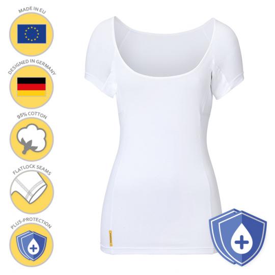 MANJANA® Women-U-modern PLUS-Shirt - extra starker Achselnässeschutz Weiss : XL